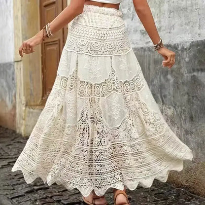 Cream Crochet Lace Skirt
