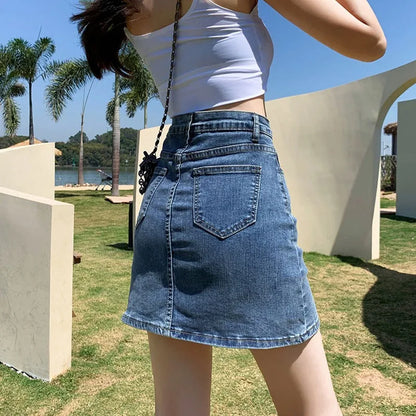 Denim Short Skirt with built in shorts