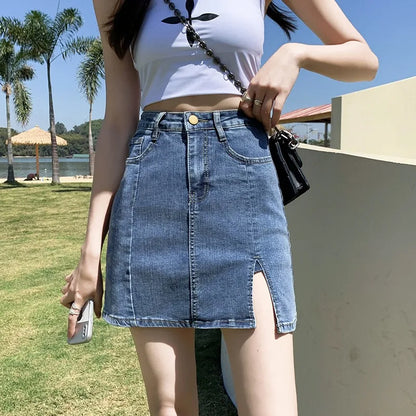 Denim Short Skirt with built in shorts