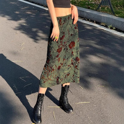 Floral Print Mesh Skirt