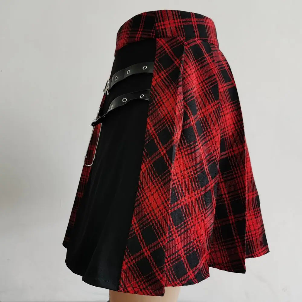 Gothic Plaid Pleated Mini Skirt