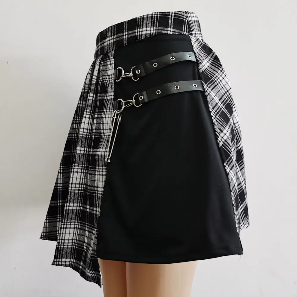 Gothic Plaid Pleated Mini Skirt
