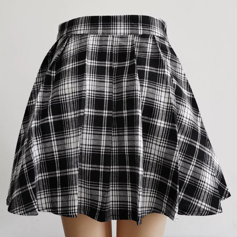 Gothic Plaid Pleated Mini Skirt