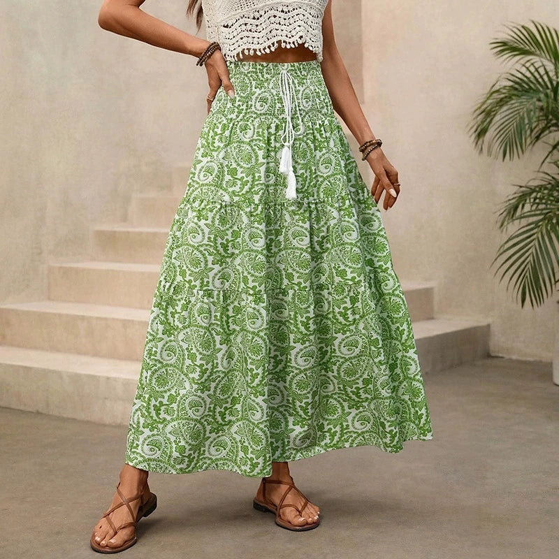 Green Boho Skirt