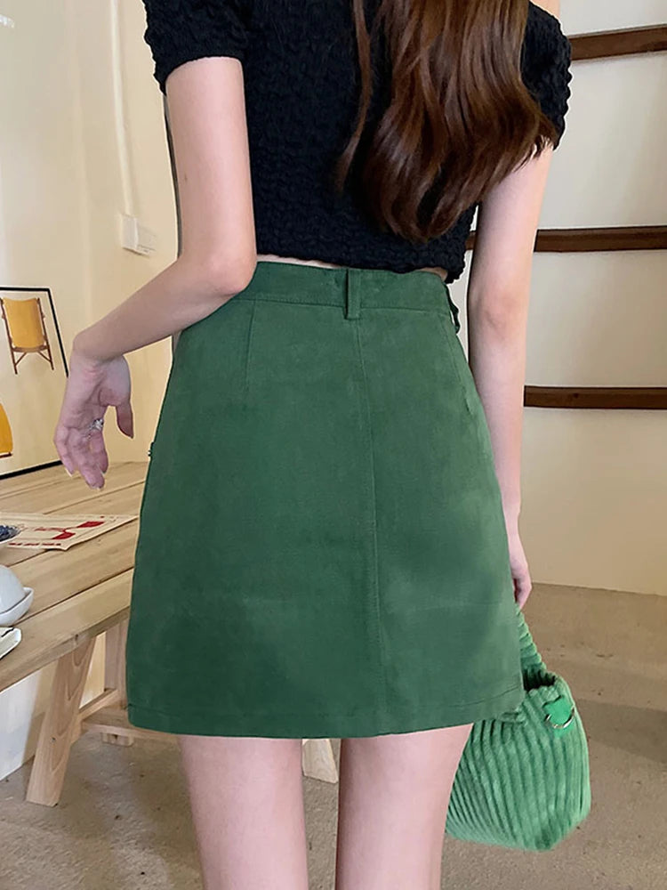 Green Denim Skirt