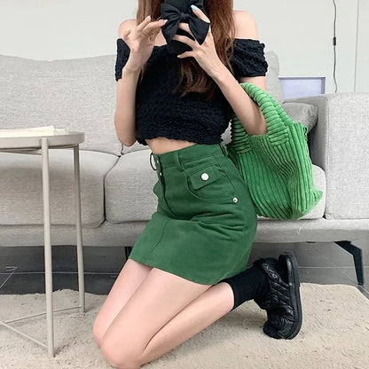 Green Denim Skirt