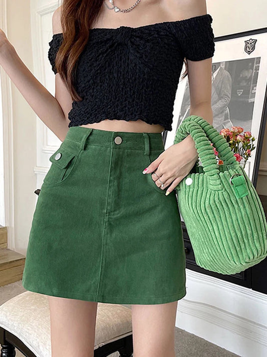 Green Denim Skirt