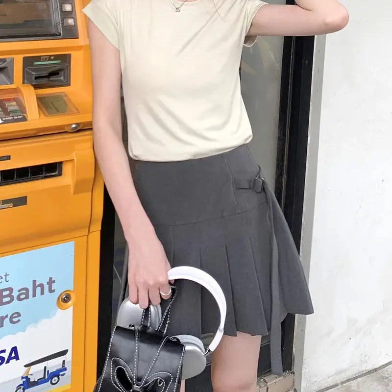 Grey Pleated Skirt