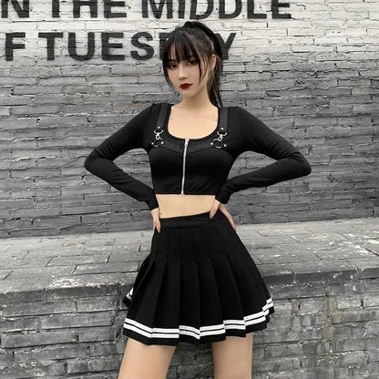 Harajuku Black Pleated Skirt