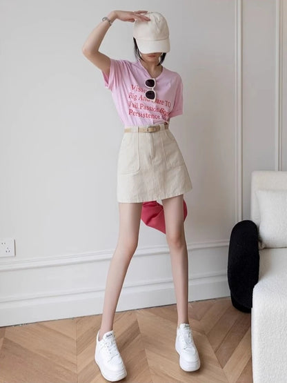 High Waisted Denim Short Skirt