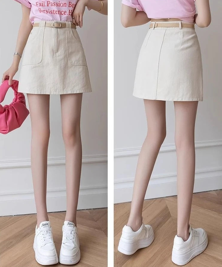 High Waisted Denim Short Skirt