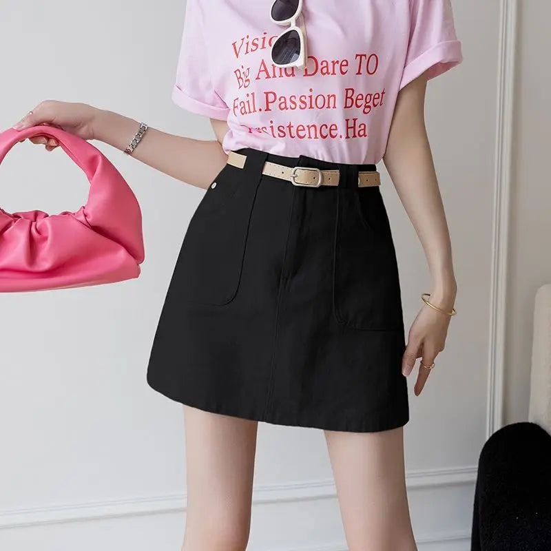 High Waisted Denim Short Skirt