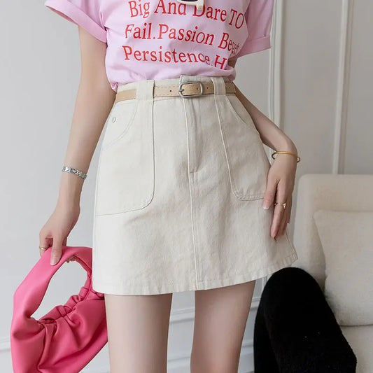 High Waisted Denim Short Skirt