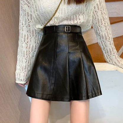 High Waisted Faux Leather Skirt