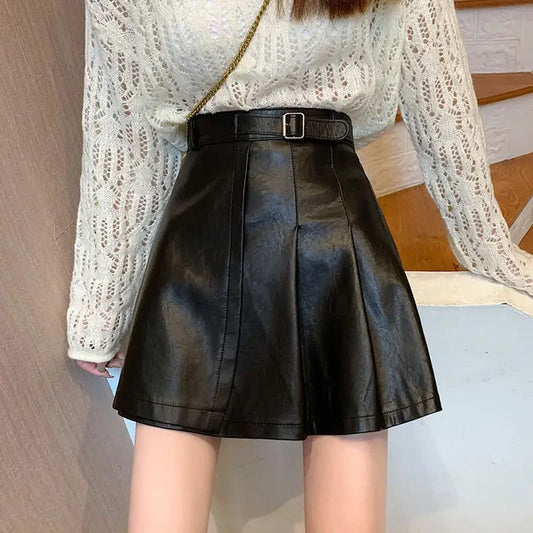 High Waisted Faux Leather Skirt