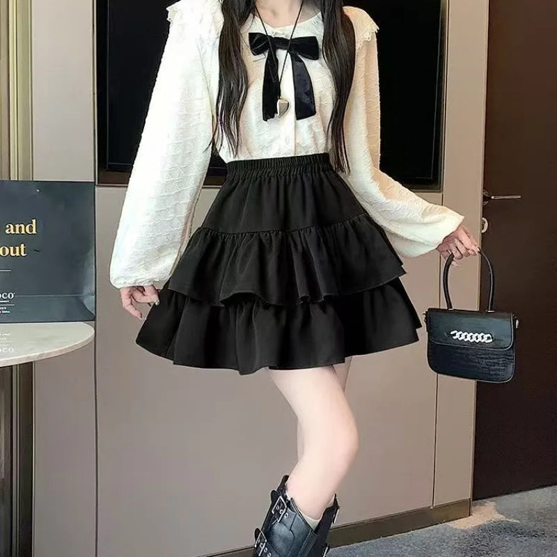 High-waisted tiered skirt