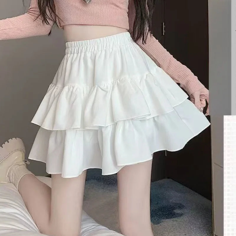 High-waisted tiered skirt