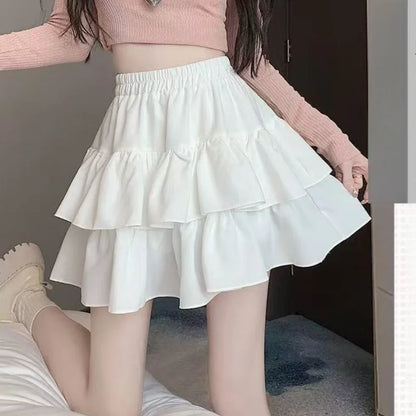 High-waisted tiered skirt