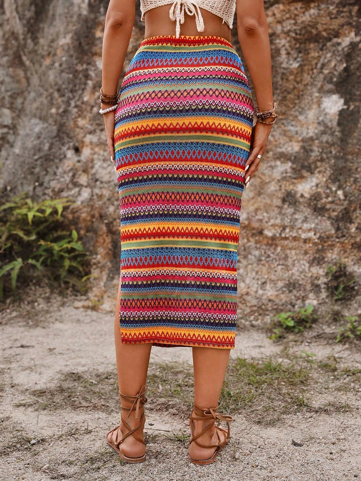 Hippie Rainbow Midi Skirt