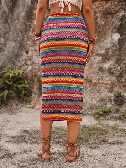 Hippie Rainbow Midi Skirt