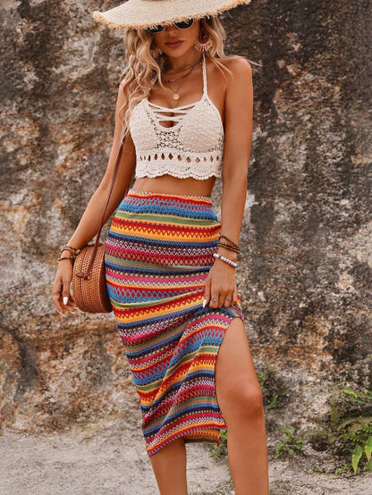 Hippie Rainbow Midi Skirt