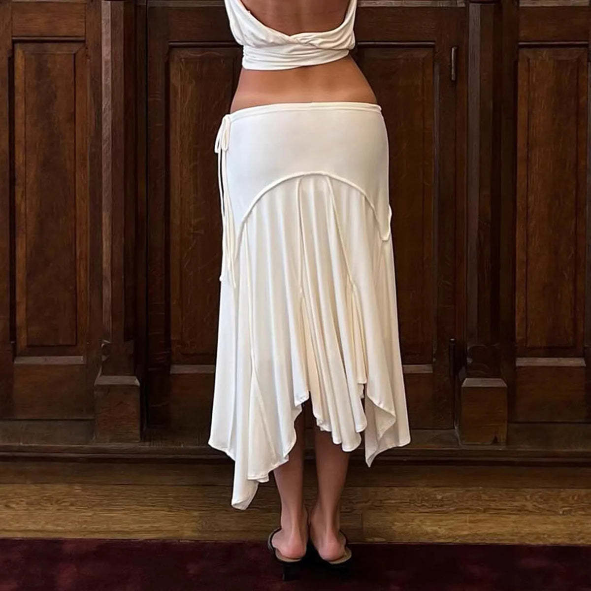 Irregular Low-Waisted White Skirt