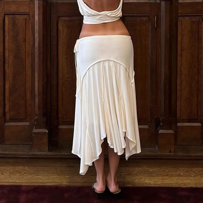 Irregular Low-Waisted White Skirt