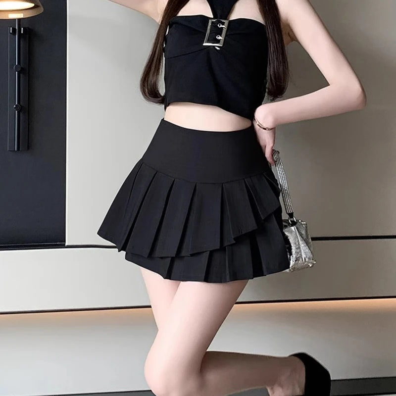 Irregular Pleated A Line Skirt