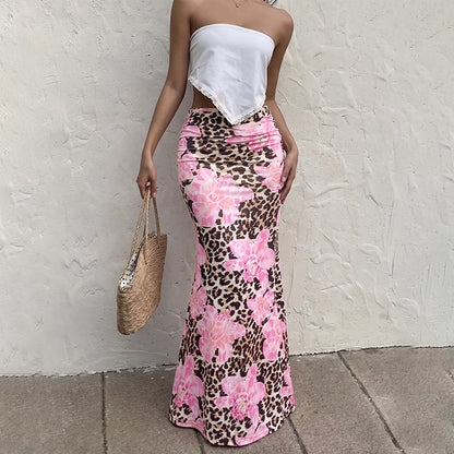 Leopard Print Skirt with Pink Florals
