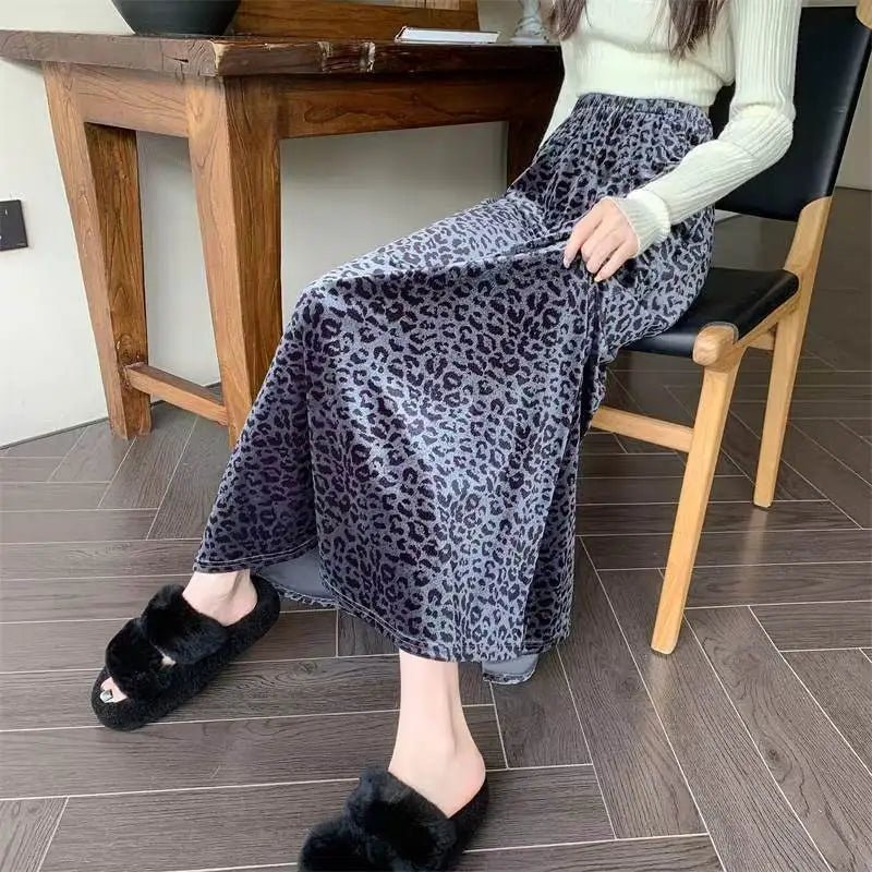 Leopard Print Velvet Skirt