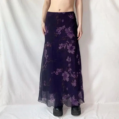 Long Purple Flower Skirt