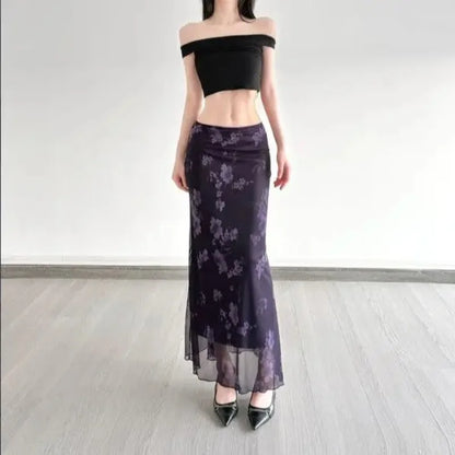 Long Purple Flower Skirt