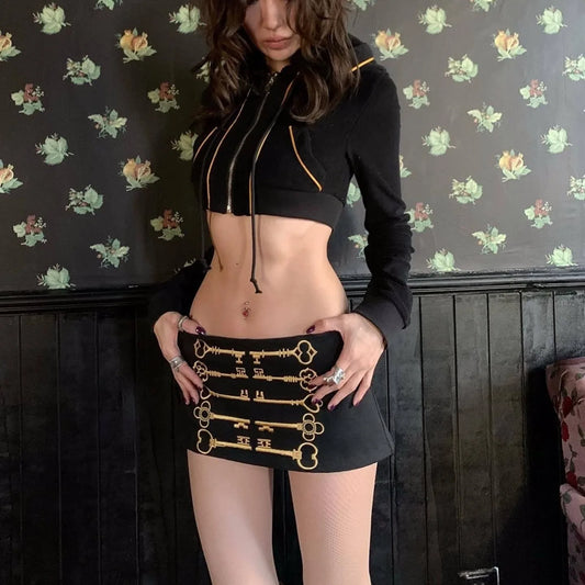 Low-Rise Black Mini Skirt
