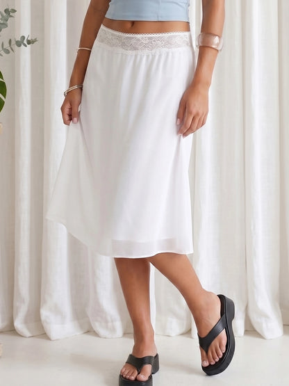 Low Waisted White Midi Skirt