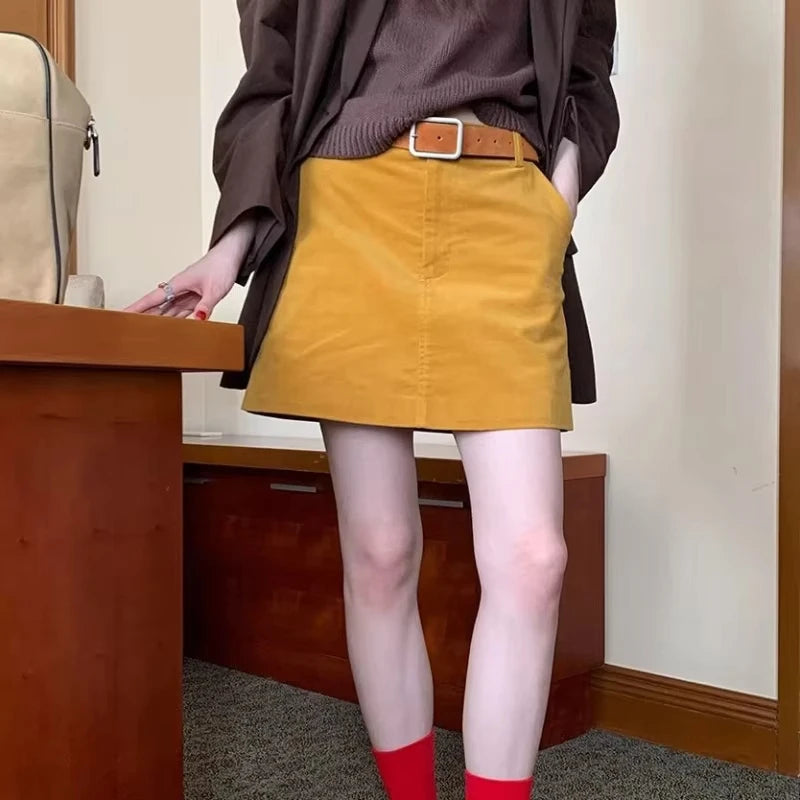 Mustard Corduroy Skirt