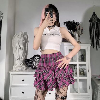 Pink Plaid Skirt