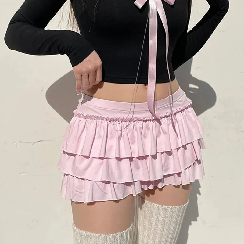 Pink Ruffle Mini Skirt