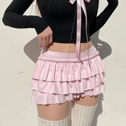 Pink Ruffle Mini Skirt