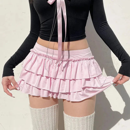 Pink Ruffle Mini Skirt