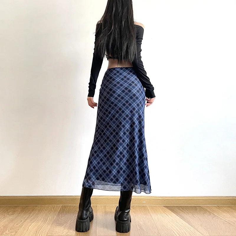 Plaid Print Pencil Skirt