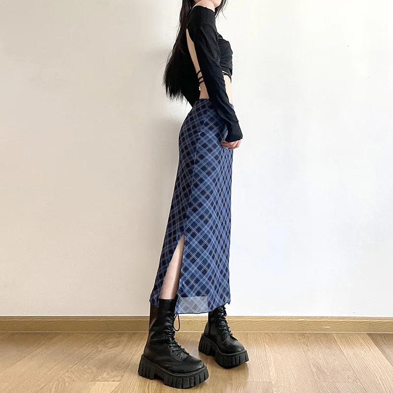 Plaid Print Pencil Skirt