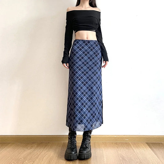 Plaid Print Pencil Skirt
