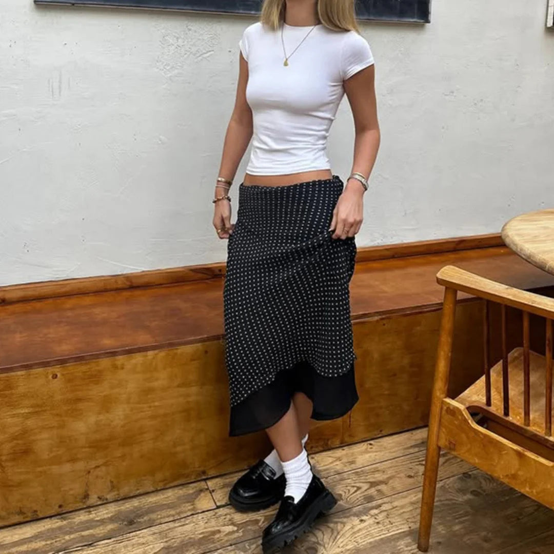 Polka Dot Midi Skirt