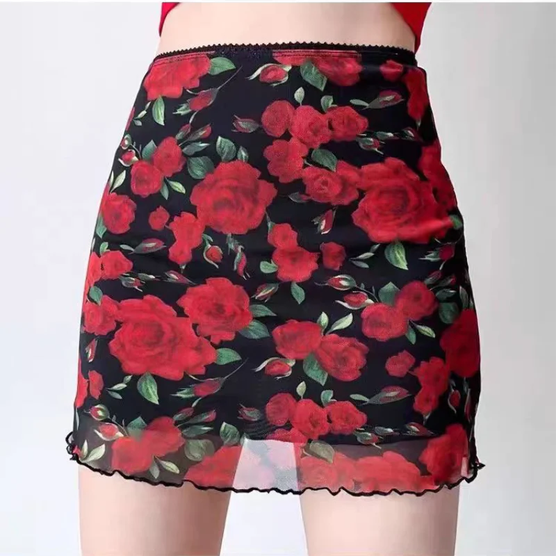Rose Mesh Mini Skirt