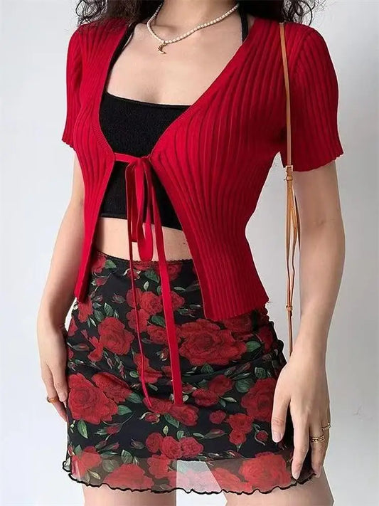 Rose Mesh Mini Skirt