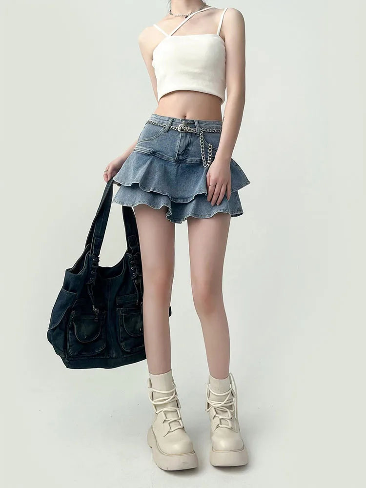 Ruffle Denim Skort