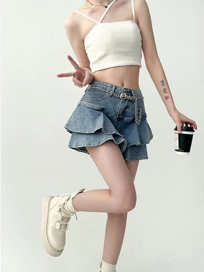 Ruffle Denim Skort