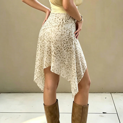 Leopard Print Asymmetric Skirt