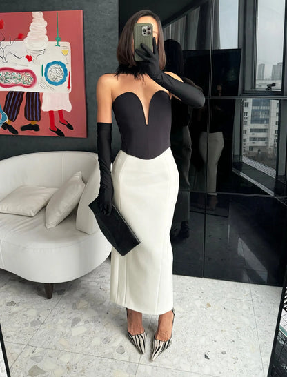 White Column Long Skirt