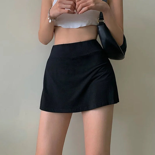 Black Mini Skirt with Built-In Shorts